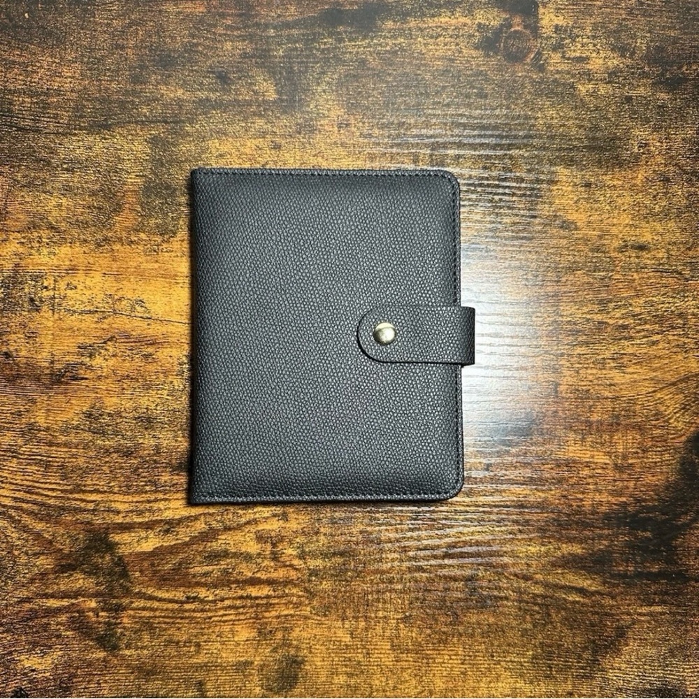 Black Vegan Leather Budget Planner Wallet Organizer